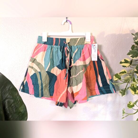 NWT Leaf Print Linen Shorts from Palms Away by Red Dress Sz S - Picture 1 of 8